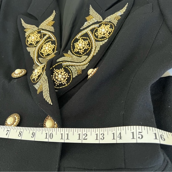 Lillian West Vintage Wool Blazer Jacket with Silver Gold Embroidery - Picture 12 of 12